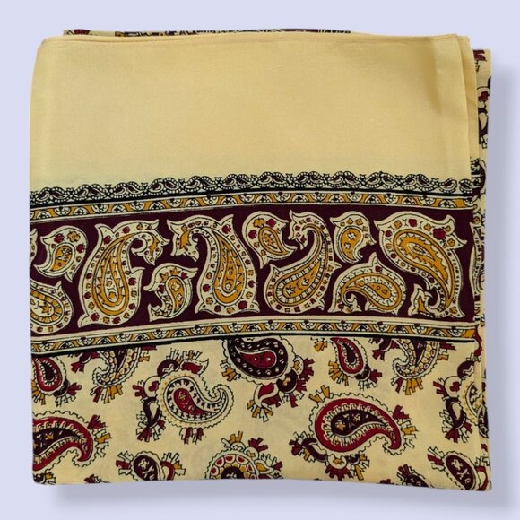 Vintage Celanese Yellow Paisley Scarf - Picture 3 of 8